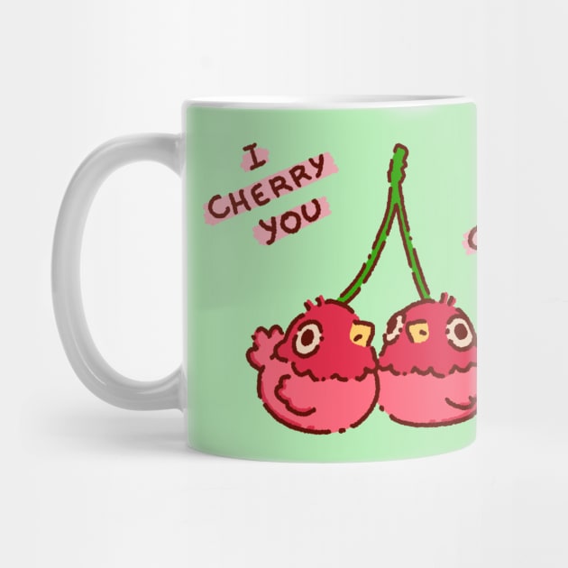 I cherry you, pigeons as cherries ready for valentines day by Tinyarts